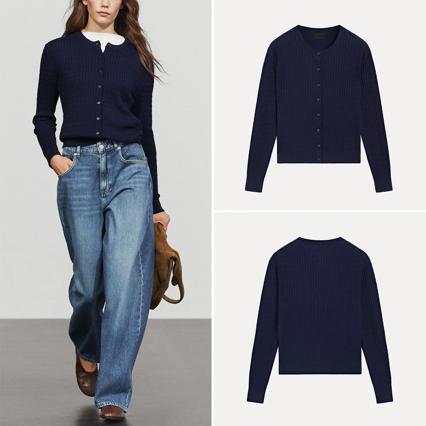 Women's Knitted Slim Fit Sweater Top Twist Knit Cardigan Casual Style Long Sleeve Regular Length Autumn Fashion 2026