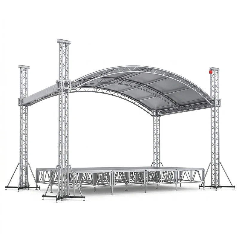 F34 TUV Certificate Outdoor Event Concert Mobil Arc Stage Decoration Lighting Curved Roof Truss Lift Truss System
