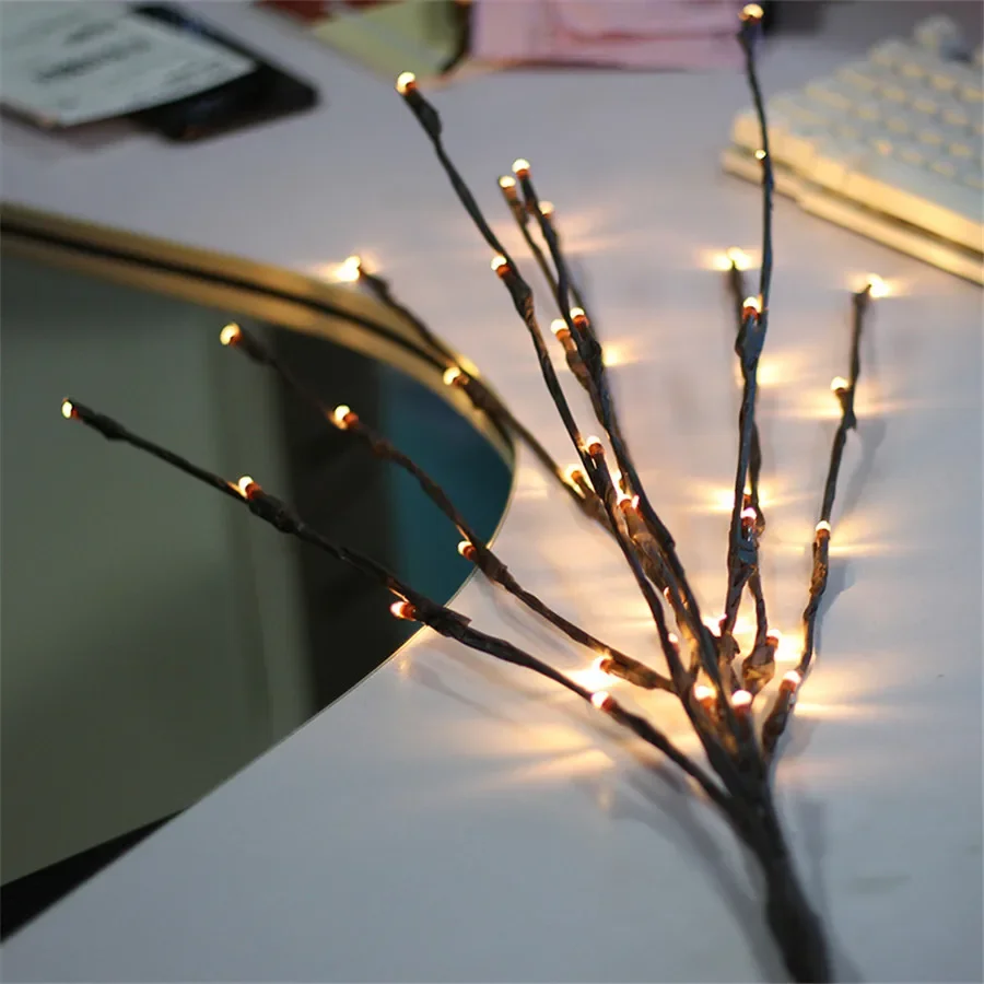 LED Willow Branch Lights Floral Lights 20 Bulbs Tall Vase Filler Willow Twig Lighted Christmas Wedding Party Decor Branch Lamp