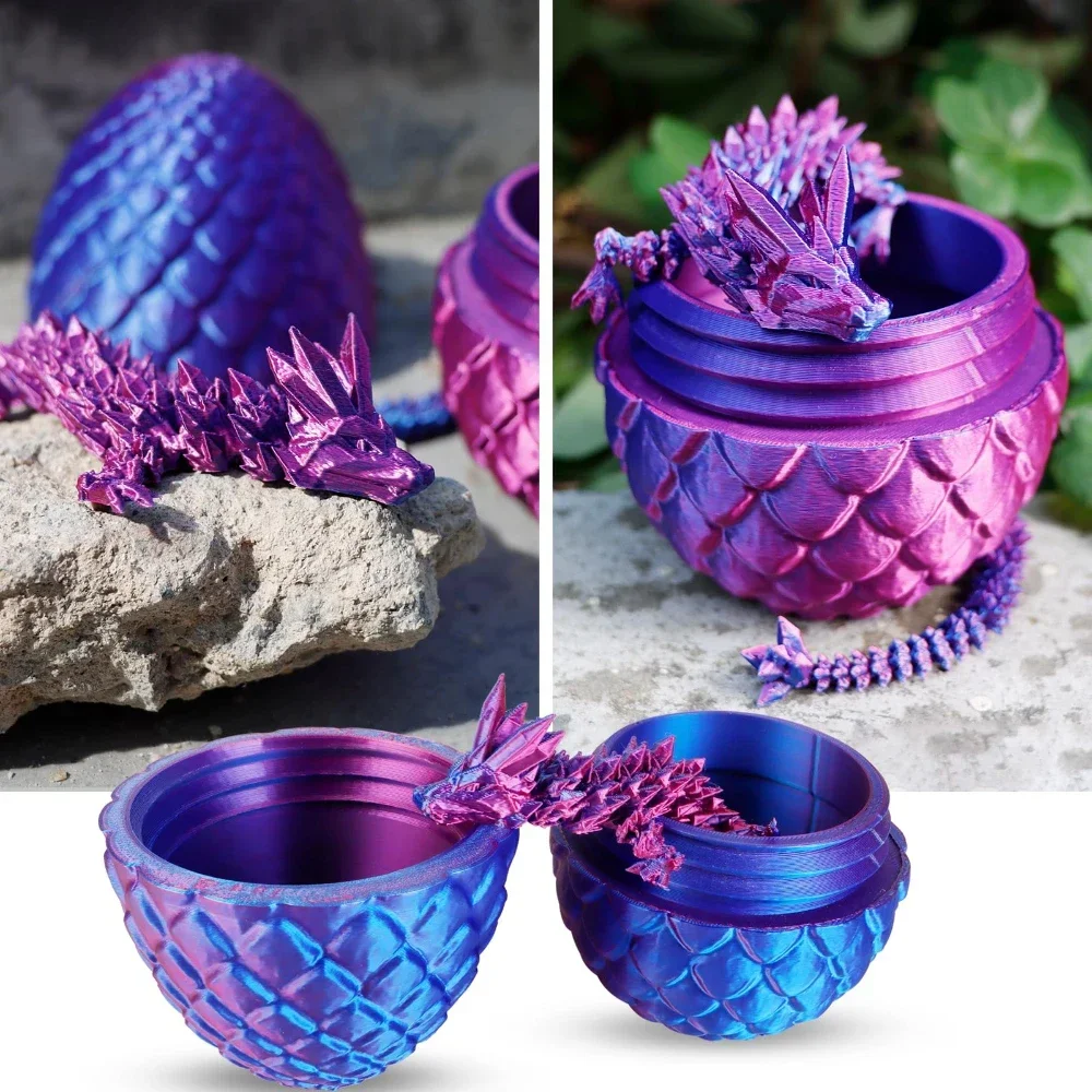 22cm 3D Printed Dragon 8.5cm Dragon Egg Set Gemstone Dragon toys Fully Articulated Crystal Dragon Collectible Surprise toy image 6