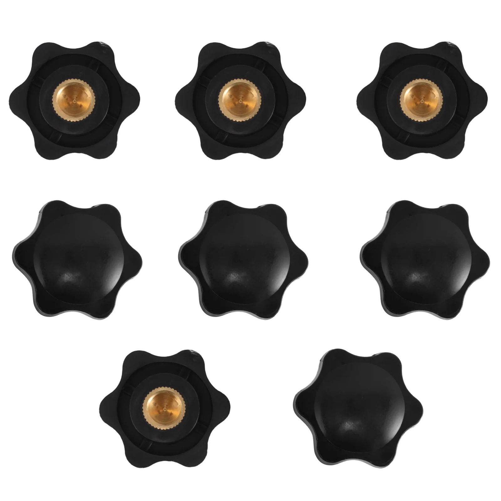 

8pcs Star Knob Floral Handle Nut Black Plastic Dome Cover Threaded Thumb Nuts For Furniture Machine Tools Clamping Knob Hardware