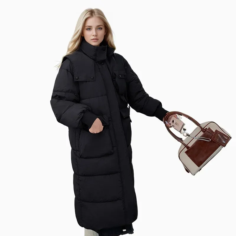 Frauen Lange Baumwolle Jacke Weibliche Einfarbig Hohe Kragen Warme Parkas Mäntel frauen Verdicken Warme Gepolsterte Jacke Oberbekleidung 2025
