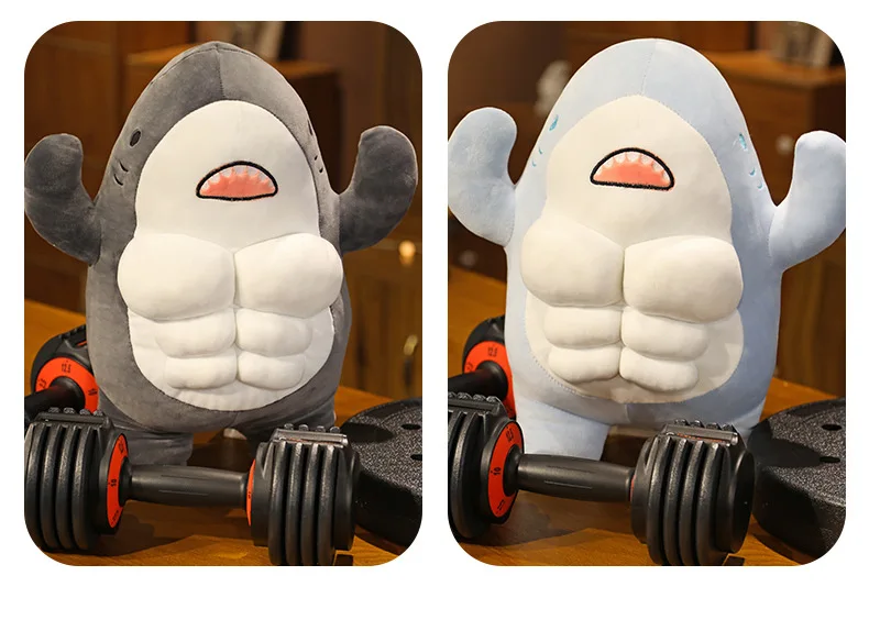 2025 Creatieve Nieuwe Spierhaai Pop Vriendje Cadeau Knuffel Meisje Slapen Kussen Animatie Pop Ornamenten Verjaardagscadeau