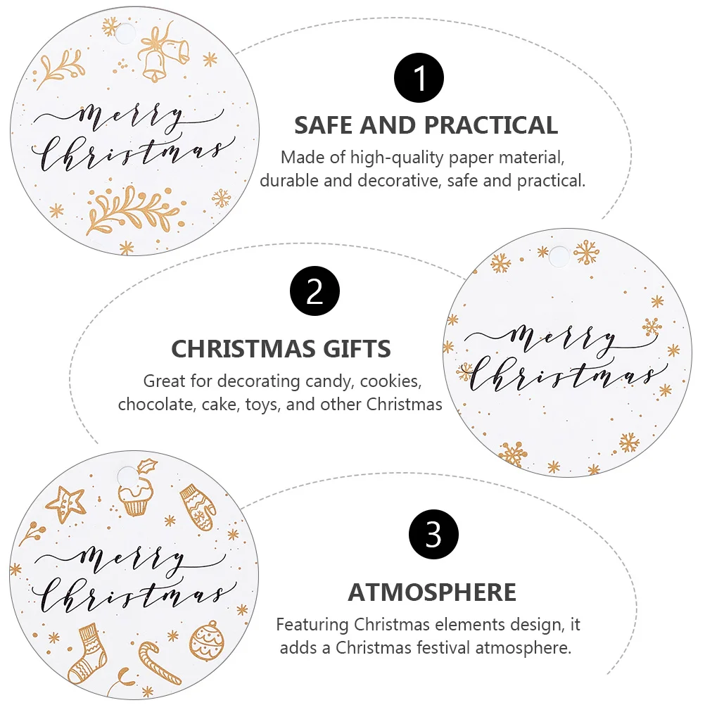 

400Pcs Christmas Gift Tags Paper Durable Merry Christmas Round Labels Hanging Hole Gift Wrapping Party Favor Baking