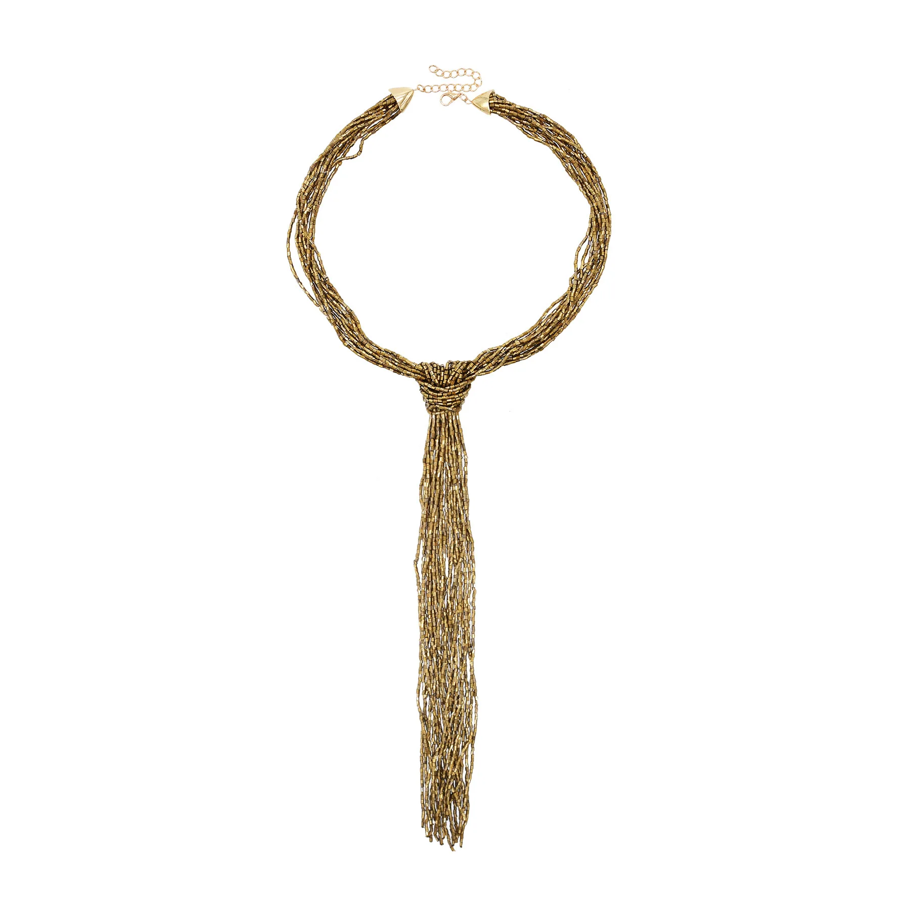 Mode übertriebene braune Perlen Knoten Pullover Kette Halskette für Frauen europäischen amerikanischen lange Perlen Kette Quaste Hals Schmuck – Detail 5