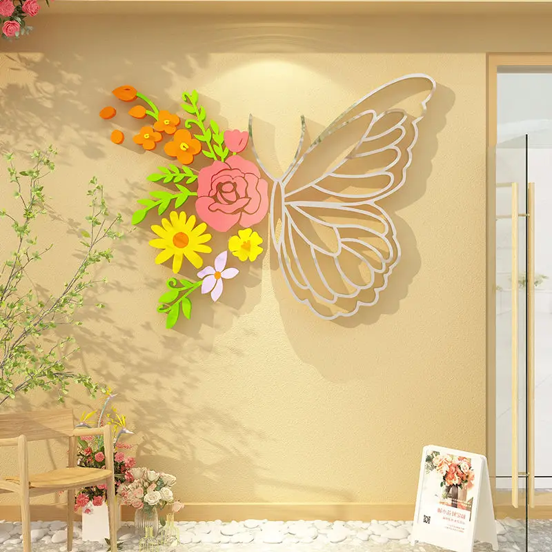 

Korean Style 3D Acrylic Stickers Wall Decoration Nail Salon Clothes Shops Photo Area Atmosphere Butterfly Background Decorate