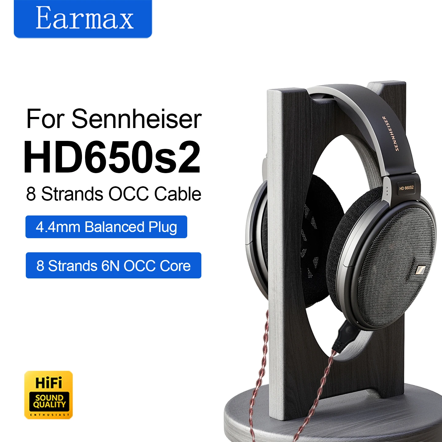 

Suitable for Sennheiser Hd650Hd600 Hd660S2 Hd660S Hd660 Hifi Headphones 8 Strands Bold Stereo Braided Four-Pin Xlr Jinbao High Purity Single Crystal Copper Replaceable 4.4mm Balanced Cable