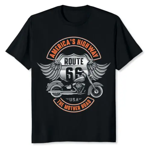 NEW LIMITED Route 66 America's Highway Motorcycle USA The Mother Road T-Shirt