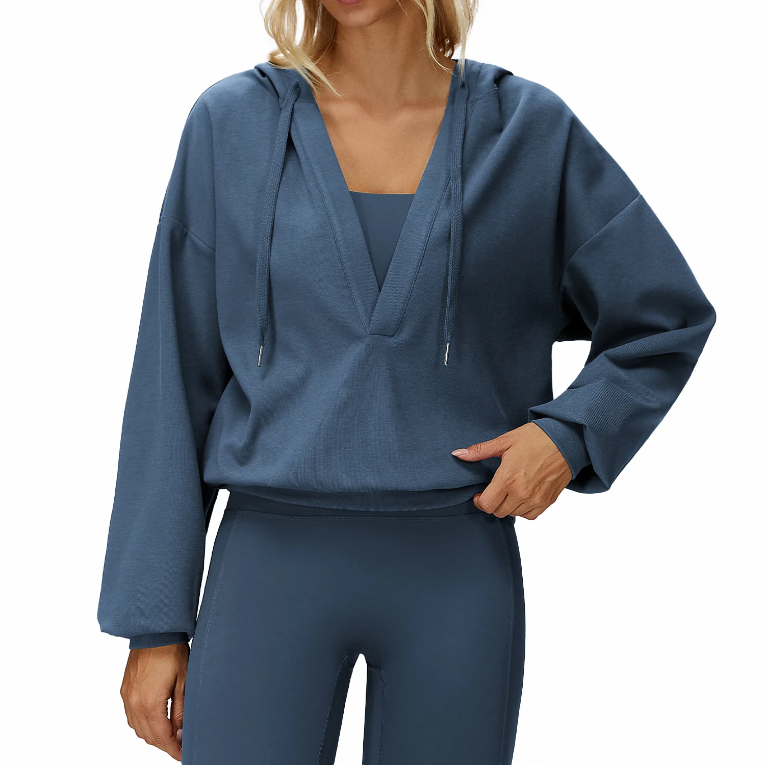 

New big hood jacket big V-neck loose and comfortable outer wear top outdoor running sports jacket