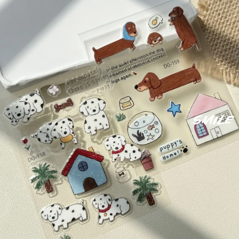 Jelly 3D Embossed Stickers Korean Cute Black Cat Ins DIY Gel Stickers Transparent Puffy Decals for Journal Scrapbook Phone Case
