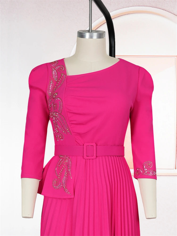 African Party Evening Dresses For Women Dashiki Pleated Maxi Robe Elegant Office Ladies Overalls 2025 Turkey Africa Clothing