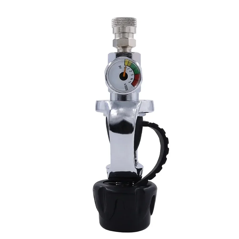 Pressure Gauge Diving Test Valve With Gauge Black Direct-mount Gauge 8 Mm Female Quick Cap Fits Standard DIN Tanks