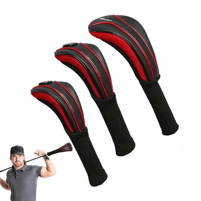 Golf Head Covers 3pcs Mallet Putter Headcover For Golf Portable Putter Mallet Golf Club Protector With Closure For Beginners And