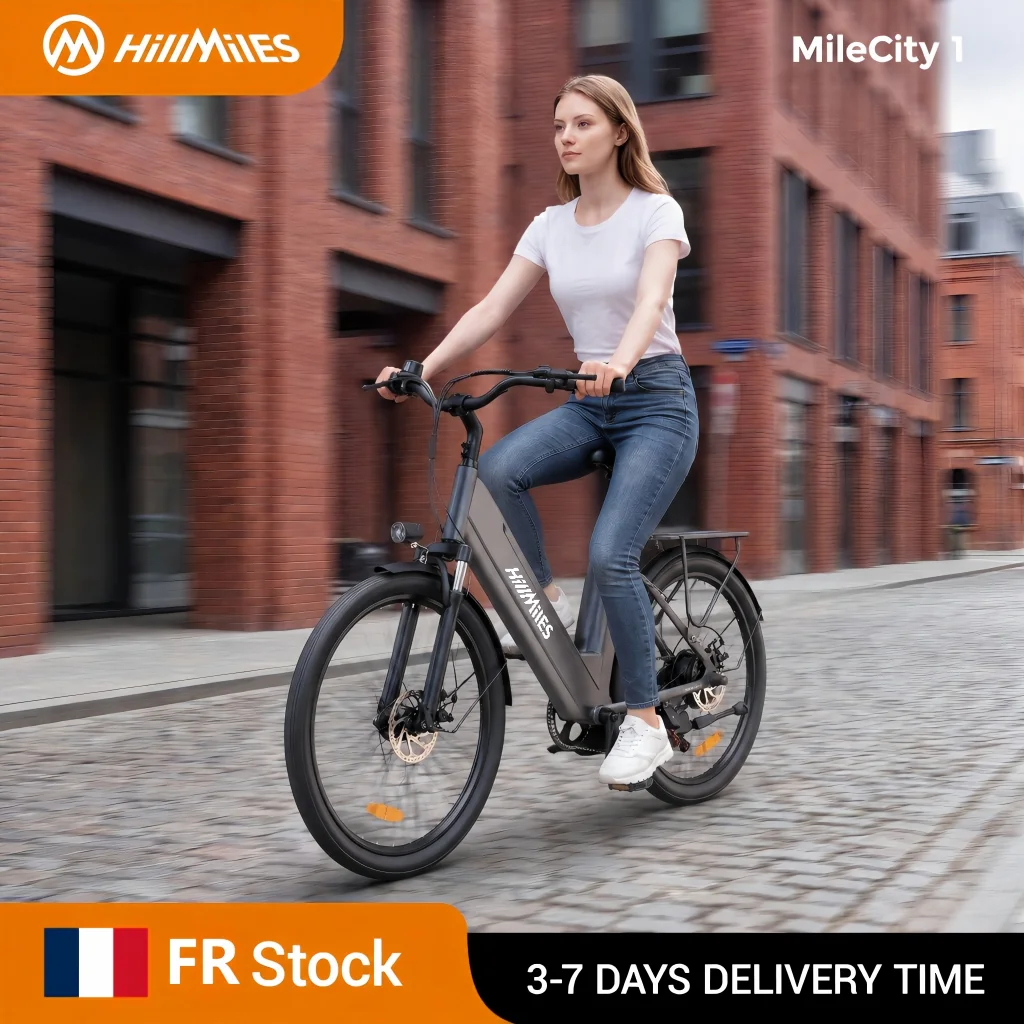 HillMiles MileCity 1 Vélo Électrique 26", 250W 38Nm 36V13Ah Batterie Amovible, Autonomie Jusqu'à 80-100 Km, Suspension Avant 7 Vitesses, Frein à Disque Mécanique, Vélo Électrique Urbain, Vélo Électrique EPAC 25km/h