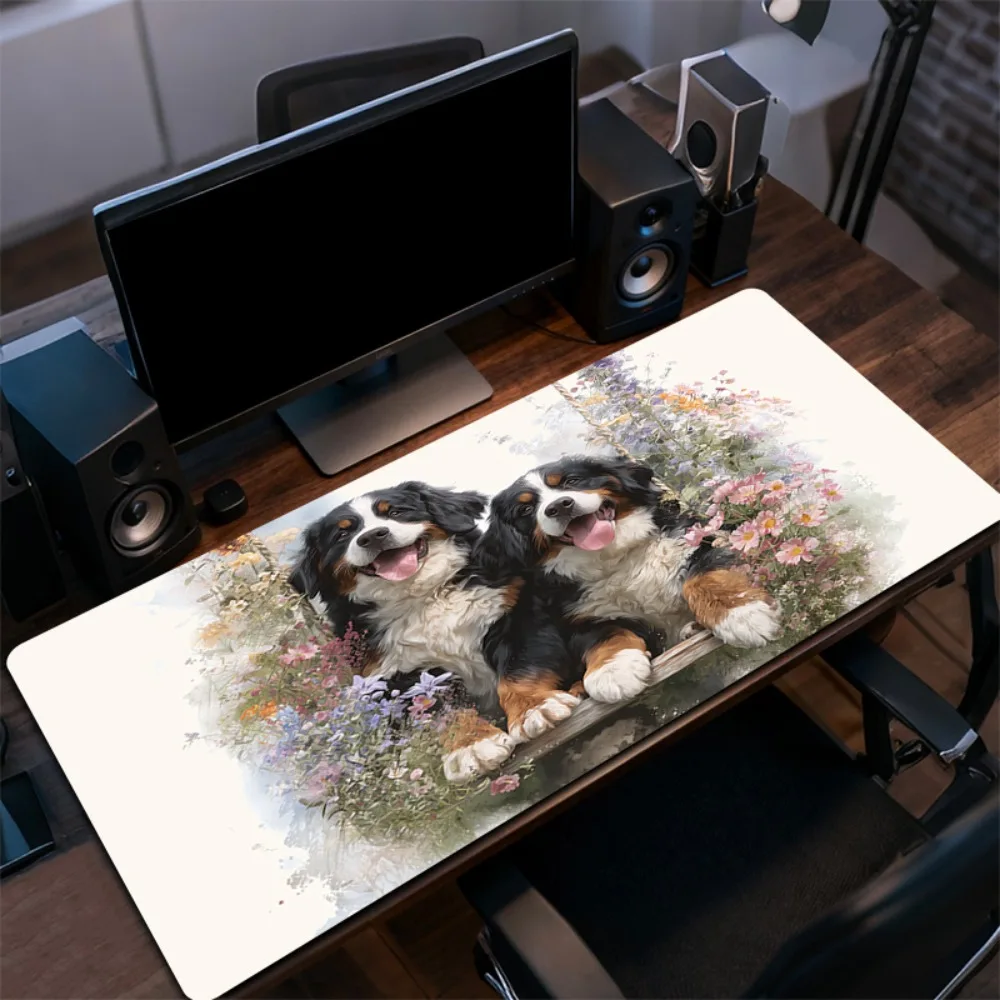 

Bernese Mountain Dog Floral XXL Gaming Mouse Pad, Non-Slip Extended Desk Mat for Dog Lovers