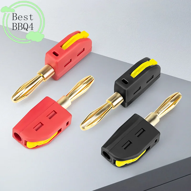 (BBQ4)Portable 32A 4mm Banana Plug High Current Quick Connect Gold-Plated Banana Connectors Audio Copper Speakers Amplifier