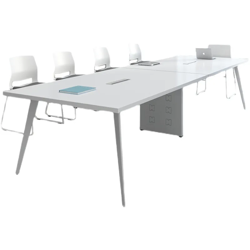 Meja dan kursi negosiasi kecil berwarna putih bergaya modern sederhana, meja bar pelatihan ruang konferensi, meja kerja