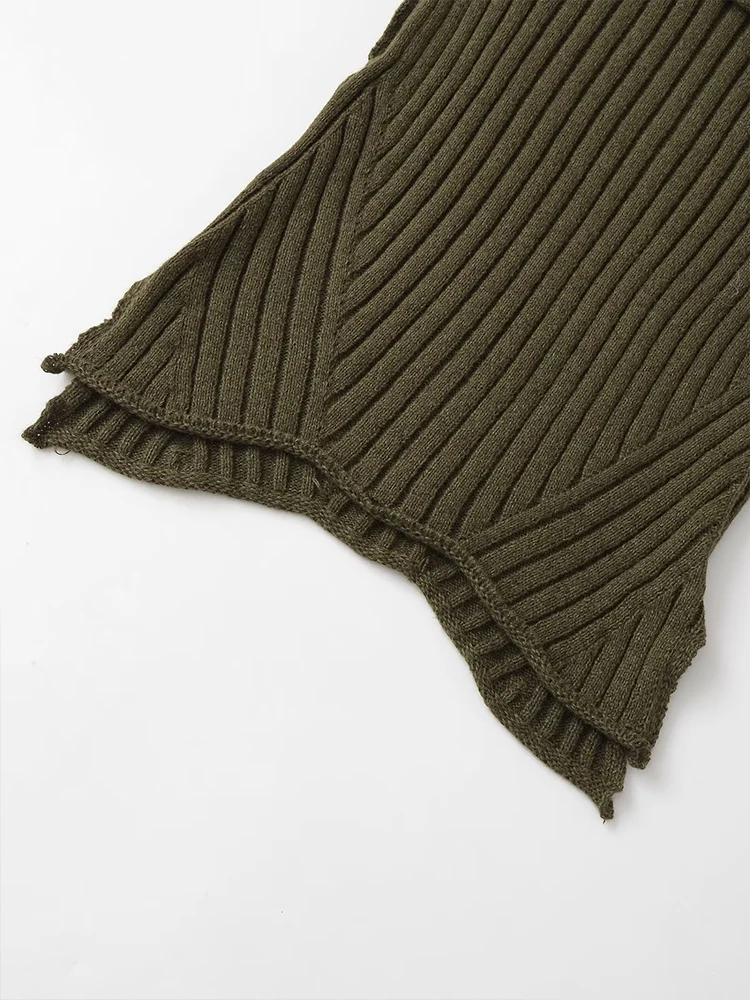 Новый женский модный универсальный темпераментный однотонный тонкий вязаный жилет без рукавов с высоким воротником в европейском стиле