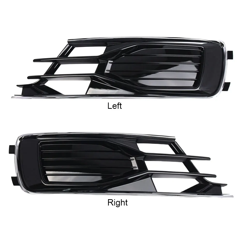 Front Bumper Fog Light Grill 4G0807681AD Fog Lamp Chrome Grill 4G0807647T Lower Grille Fog Light Frame for Audi A6 C7 2016-2018