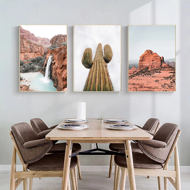 Arizona Desert Grand Canyon Cactus Landscape Photography Printed Wall Art Posters on Canvas Paintings Nature Pictures Home Decor