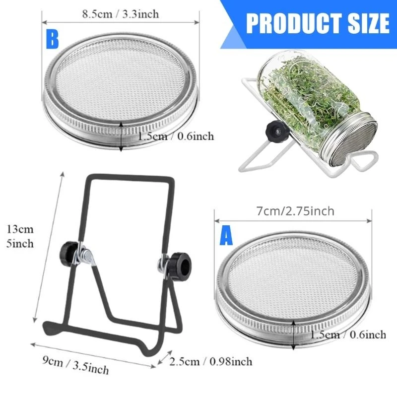W3je Rustproof Imparent Inveilless Areels Jar Sprouting Lid Germination Practical Germination Cover