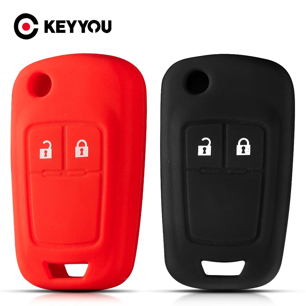 

KEYYOU 2Button Silicone Key Case for Chevrolet Cruze Epica Camaro Impala Aveo Malibu Sail Orlando Trax Spark Key Shell Protector