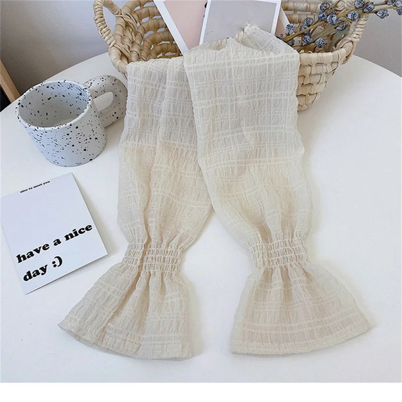 Ice Sleeves Summer Sun Protection Sleeves Pleated Bubble Sleeves Ice Silk Arm Sleeves Long Fingerless Driving Sleeves