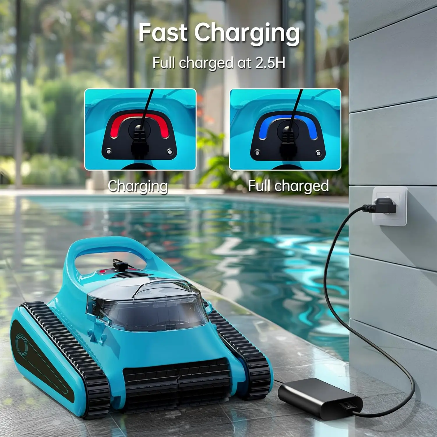 Cordless Robotic Pool Cleaner Automatic Pool Vacuum for Above Ground Pool Wall Floor Waterline Cleaning