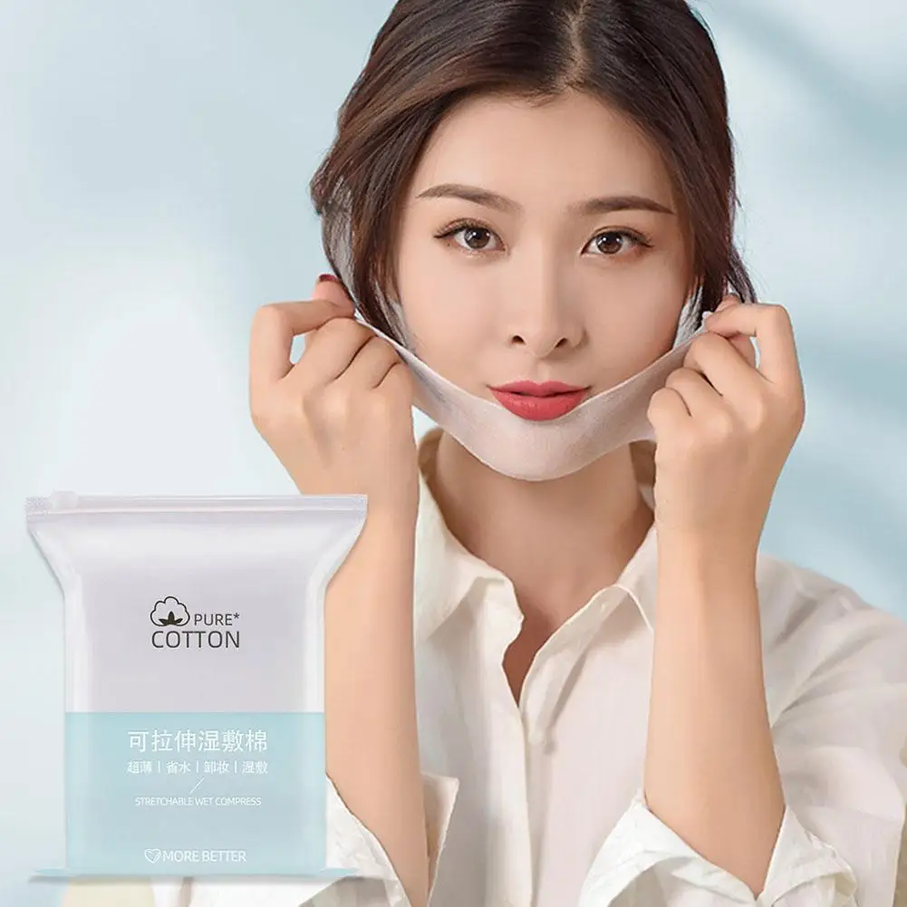 50/100/200 pces almofadas de algodão cosméticas faciais extensíveis almofadas de maquiagem, hidroterapia hidratação folha de algodão ferramentas de cuidados com a pele