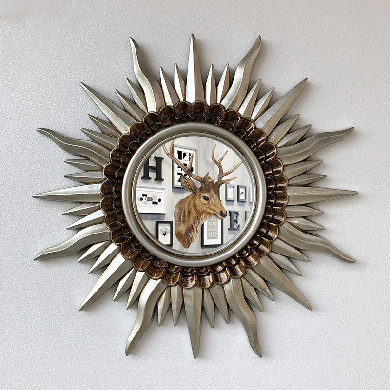 Metal Framed Vintage Home Decoration Livingroom Wall Mounted Sun Burst Decor Wall Mirror