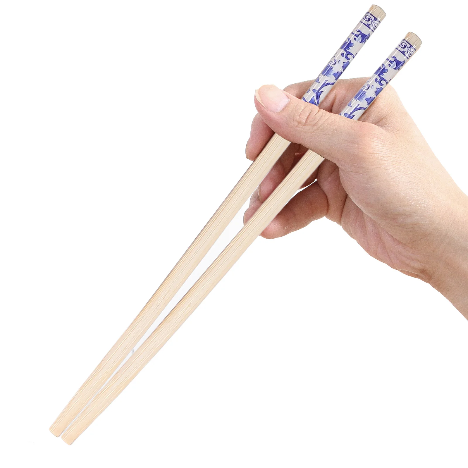

100pcs Elegant Chinese Design Blue White Porcelain Pattern Bamboo Chopsticks Disposable Lightweight Sushi Noodles Asian Food