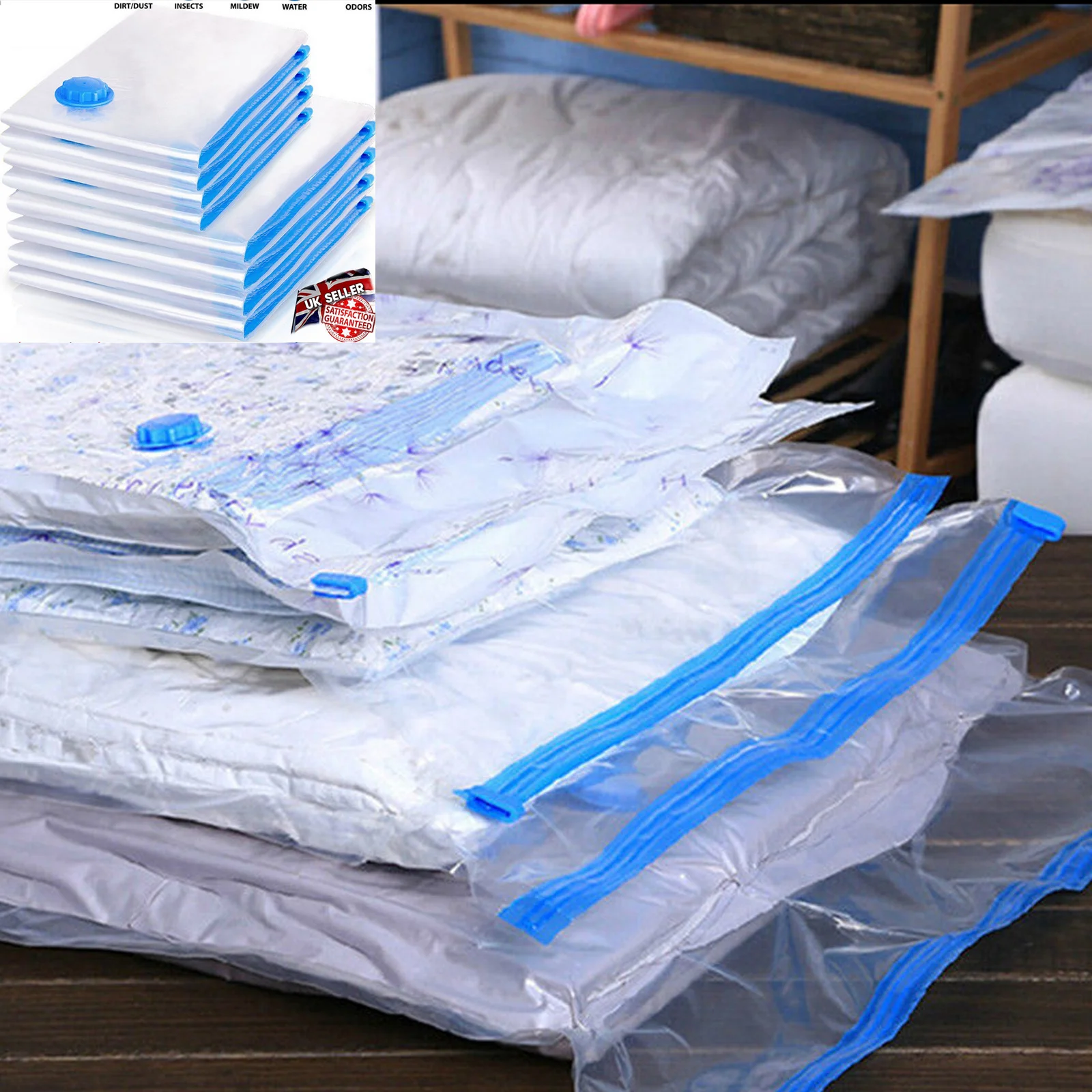 

50X70Cm Waterproof Vacuum Storage Bags Heavy Duty Space Saver Sealed Compression Bag For Clothes Quilts Blankets Curtains
