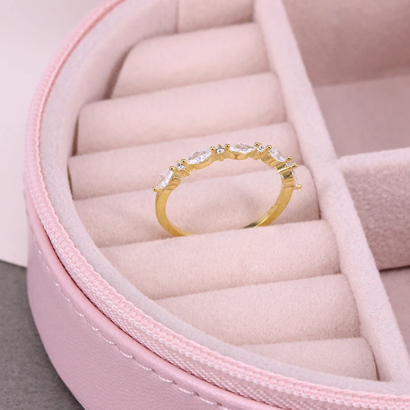 Anillos de oro con cristales de ojo de caballo geométricos ROXI para mujer, anillos con diseño de pez, joyería, anillo de dedo de Plata de Ley 925,