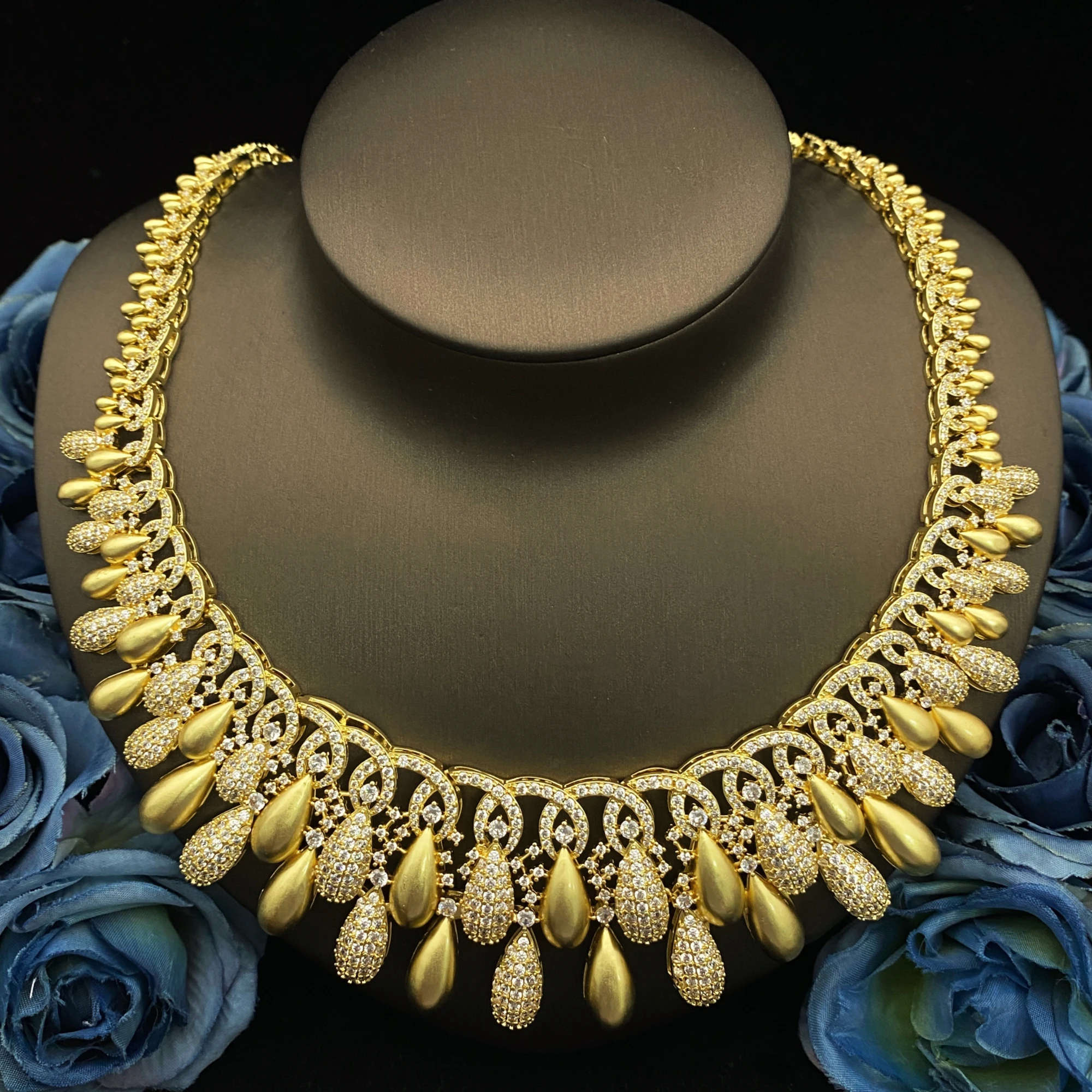 JRH Bridal 4 قطع مجموعة الزركون قلادة أقراط سوار خاتم مجوهرات الزفاف هدية للنساء العروس الفاخرة #2