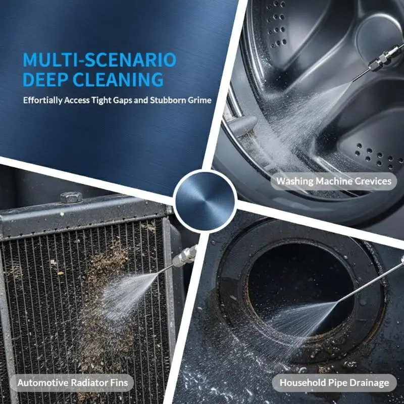 High Pressure Needle Cleaning Nozzle Screw-on Type 2/3mm Dual Jet Modes for Garage Floor Oil Stain Removal