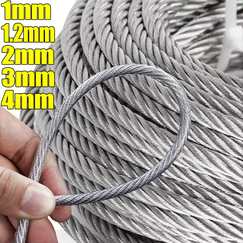 Stainless Steel Marine Wire Rope Rustproof Lifting Line Cable Clothesline Ropes Rigging Deck Railings Hanging Fencing Soft Lines