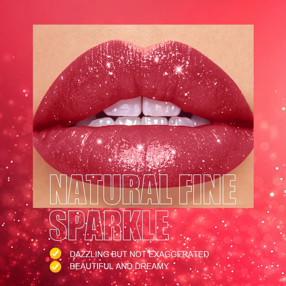 Pearl Love Anhänger Funkelnder Samt-Lippenstift, Metall, wasserdicht, langlebig, matt, Diamant-Lippenstift, Damenkosmetik