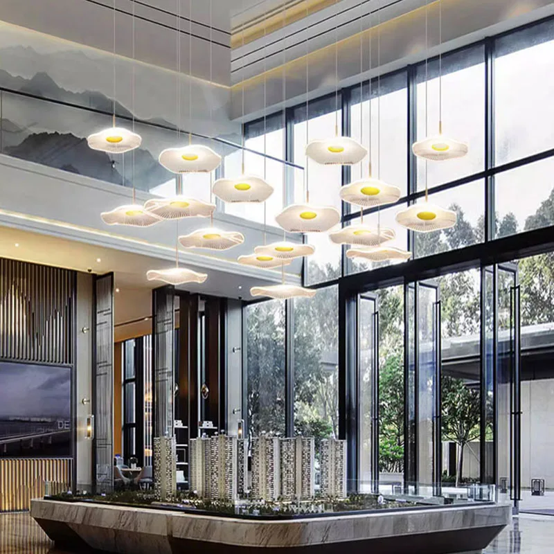 الشمال الذهب الاكريليك LED الثريا قلادة ضوء تعليق تركيبات للدرج وغرفة المعيشة الإضاءة الزخرفية