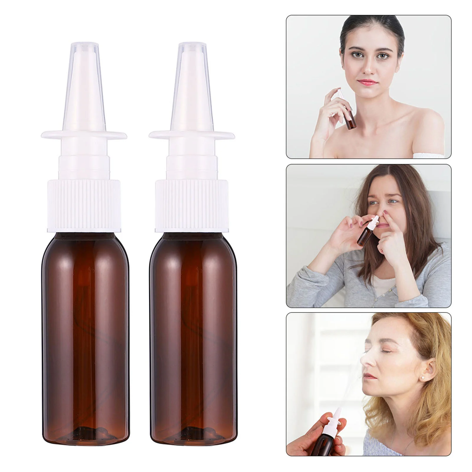 

8 Pcs Glass Round Shoulder Nasal Spray Bottle Travel Bottles Empty The Pet Small for Nose Refillable