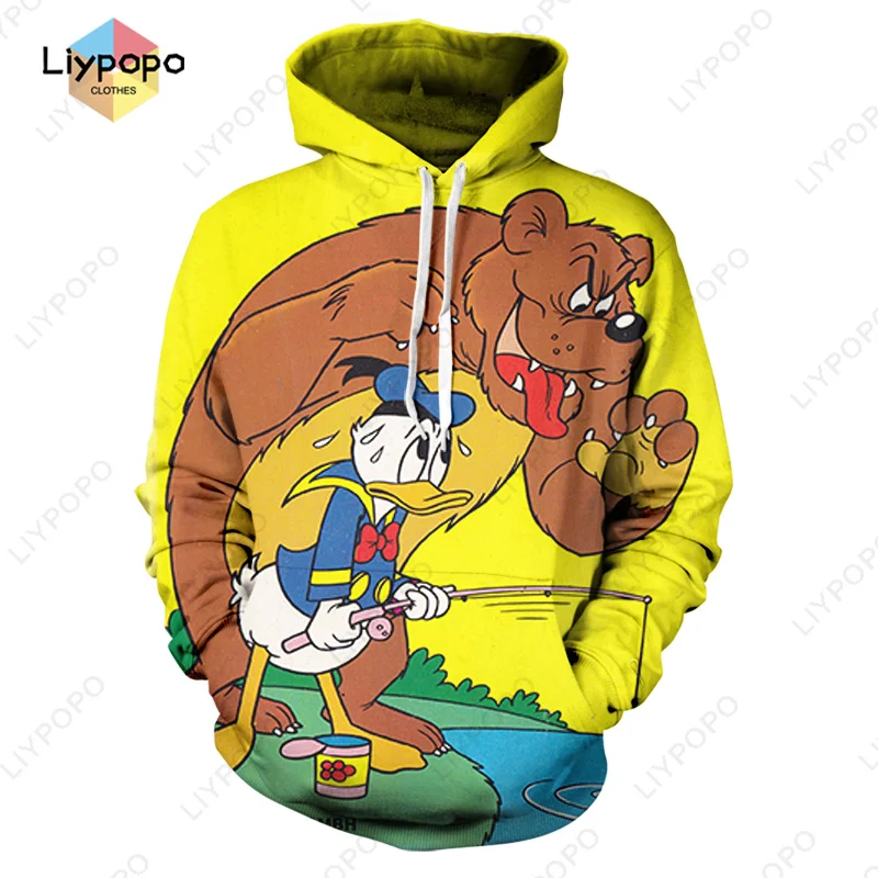 Disney Boys Girls Hoodies Donald Duck Mens Hoodies 3D Printed Pullover Oversized Daisy Mens Hoodies Fashion Mens Clothing