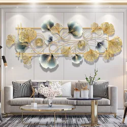 Modern Metal Ginkgo Leaf Rectangle Wall Decoration Ornament Fashion Nordic Pendant Background Wall Living Room Porch Home Decor