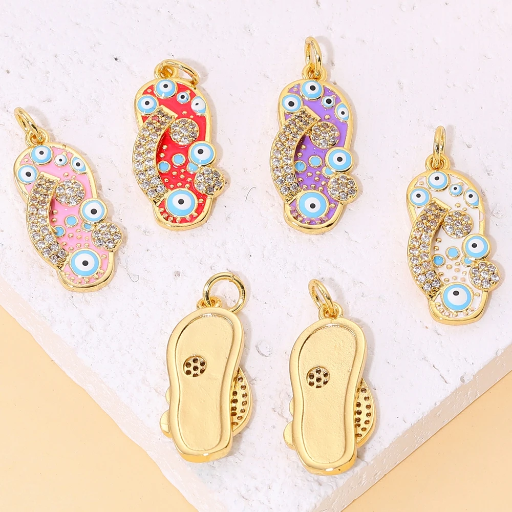 Juya Handwerk Bunte Emaille Anhänger Hausschuhe Hamsa Fatima Türkische Griechische Bösen blick Charms Für DIY Mode Schmuck Machen – Detail 4