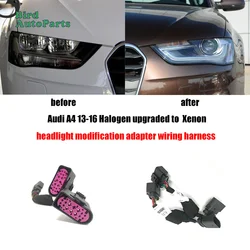 For Audi A4 Car Headlight Modification Upgrade Adapter Conversion Wiring Harness 2013-2016 Halogen Upgraded To Xenon