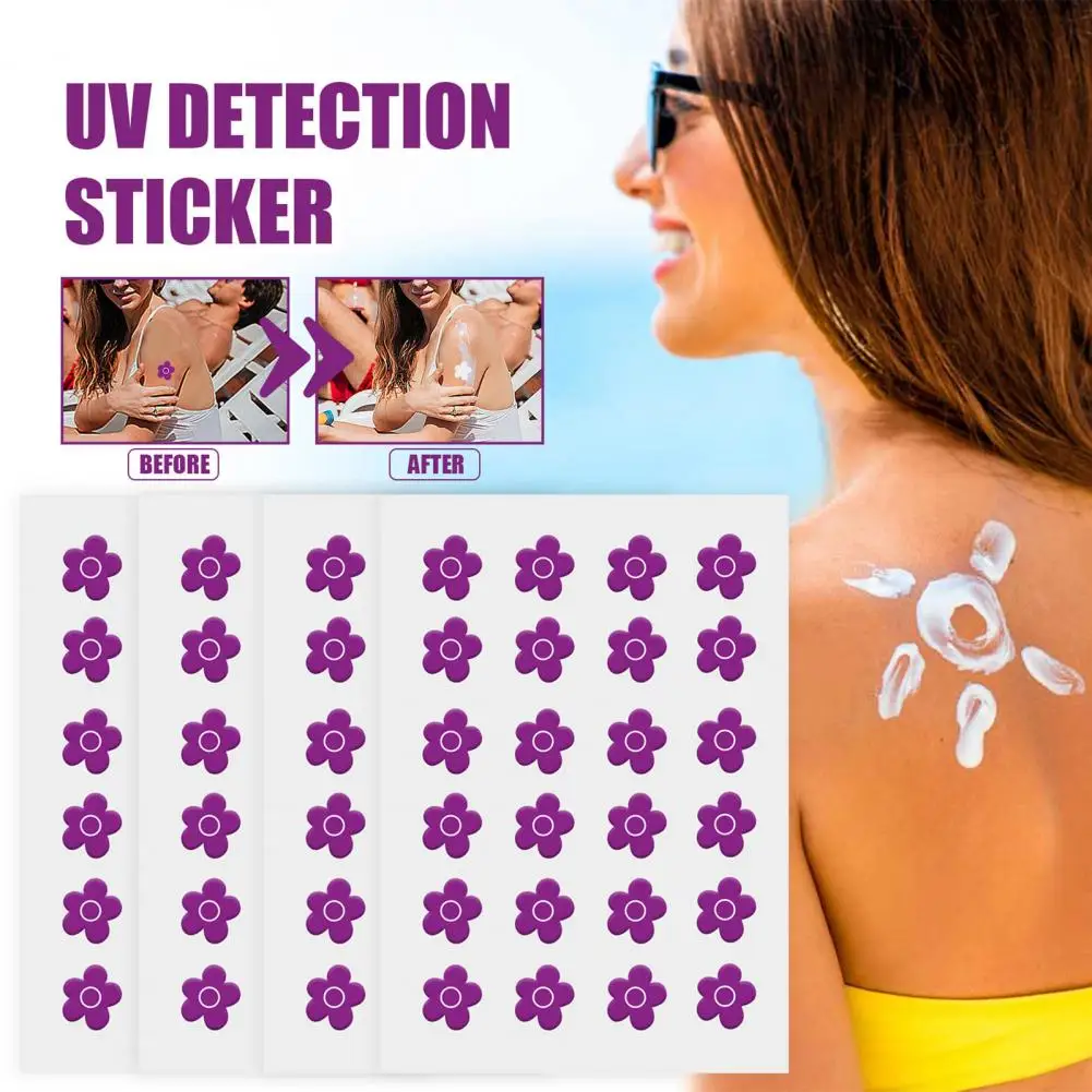 24Pcs Flower Shape Sunblock Patches Color Changing UV Detection Sticker UV Stickers Outdoor UV Exposure Tracker