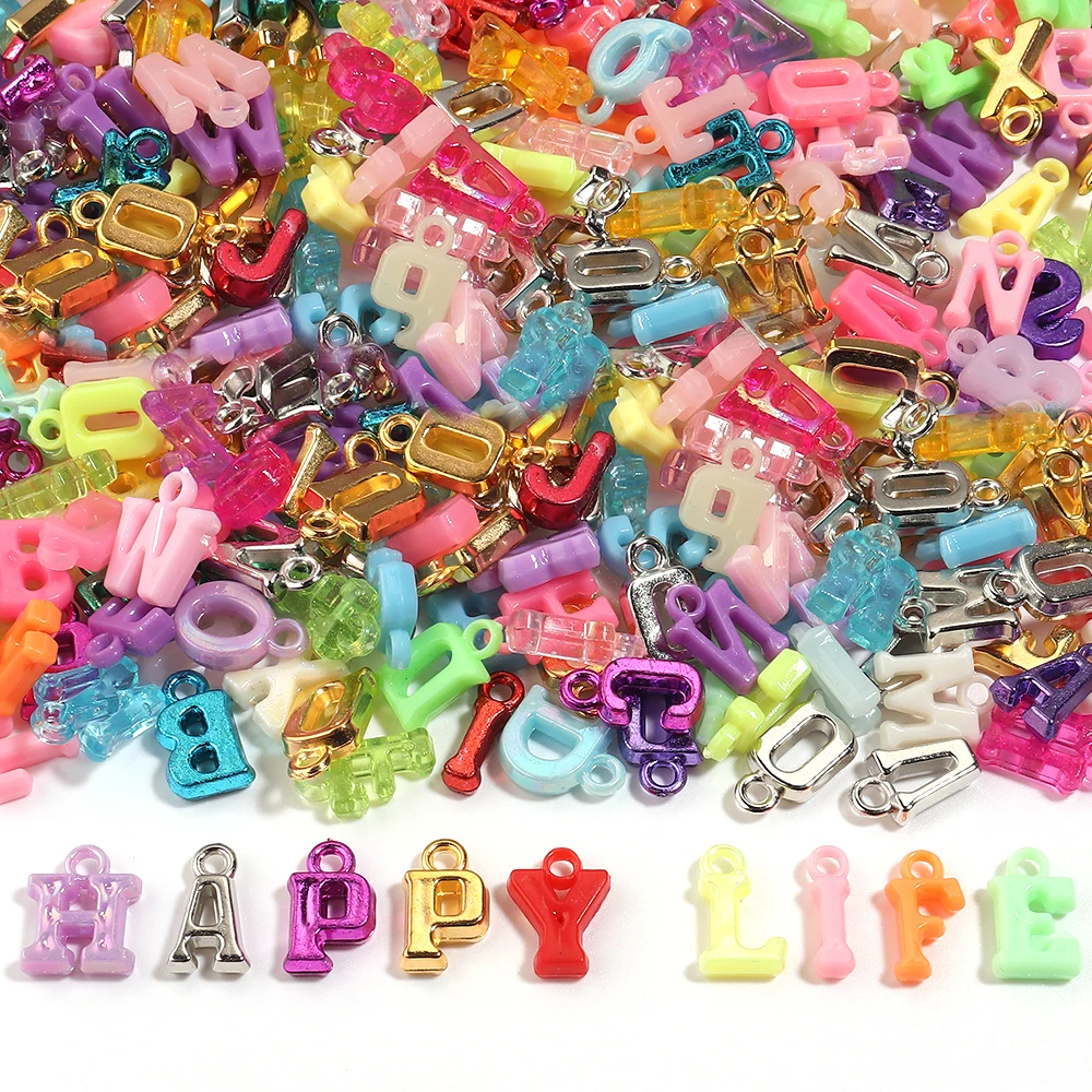 Apx 27g/lot ABS Mixed Alphabet Beads Charms 5‑15mm Letter Loose Beads Pendants for DIY Bracelet Necklace Name Jewelry Making