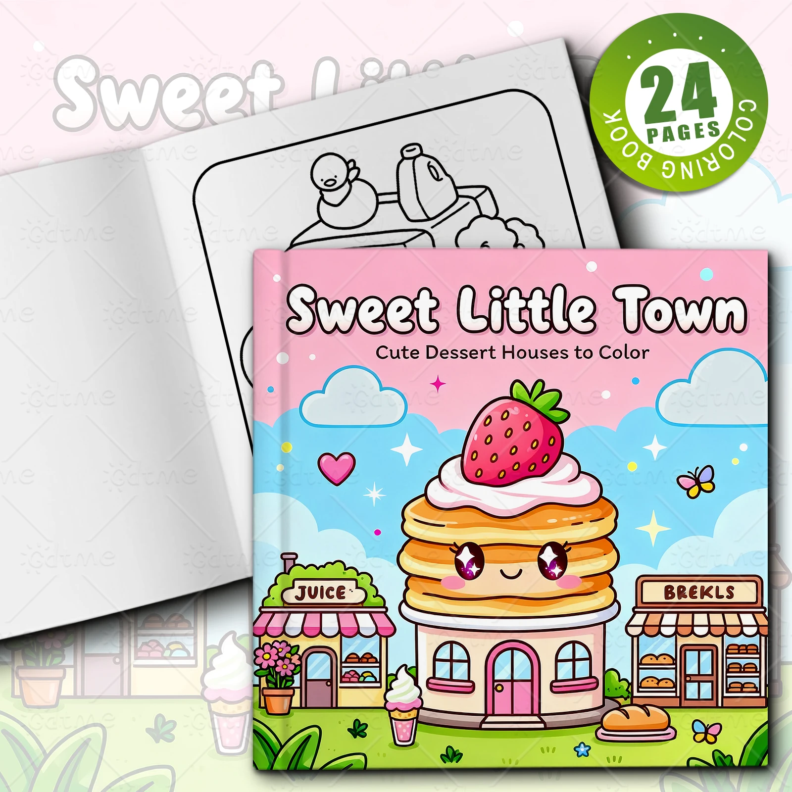 Sweet Little Town Bold-easy Patterns Coloring Book for Adults Cute Drawing Book Perfect Gift for Party and Birthday ﻿