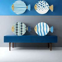 4pcs Wooden Ocean Fish Wall Hanging Ornament Wall Art Funny Nautical Beach Fish Pendant Hand Carved Ocean Animal Signs