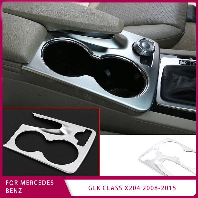 

Silver ABS Center Water Cup Holder Trim for Mercedes Benz GLK Class X204 2008-2015 Armrest Box Decorative Strip