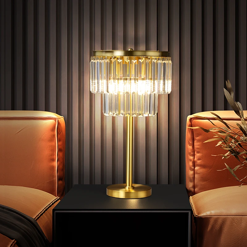 ULANI Nordic Brass Table Lamp Modern Luxurious Crystal Living Room Bedroom Study LED Originality  Desk Light