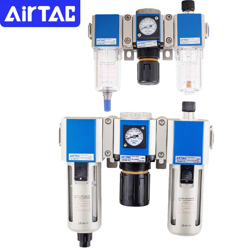 

AirTac GC200 300 400 600 Процессор источника воздуха FRL Пневматический фильтр Сепаратор масла и воды Клапан регулирования давления Лубрикатор